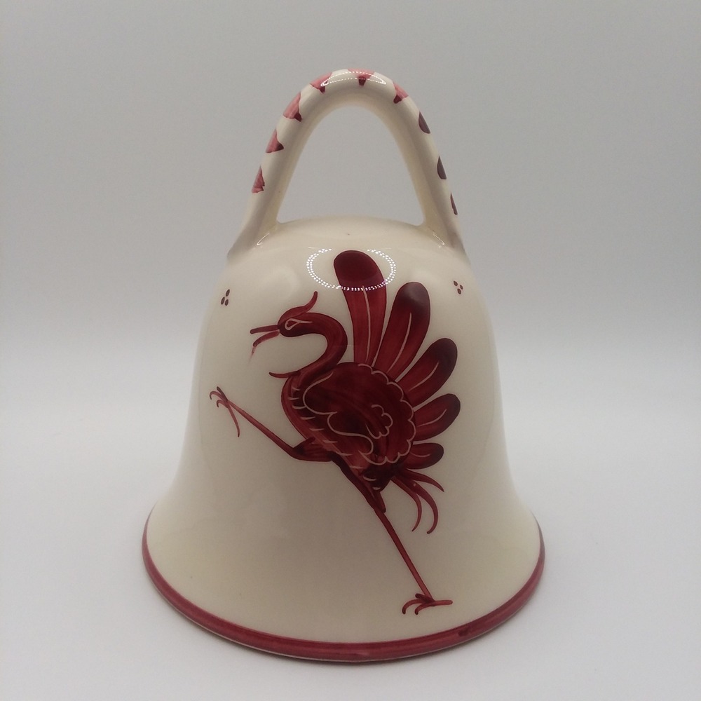 VTG Bulle Dubuis Bosshard Crane Peacock Bell 4.5" Swiss Hand Painted Rare Whimsy